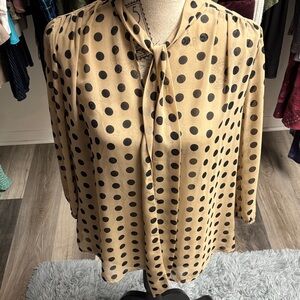 Tan and Black Polka Dot Blouse
